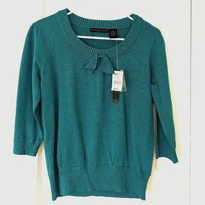 New Preswick & Moore Turquoise Green Bow Detail Knit Sweater